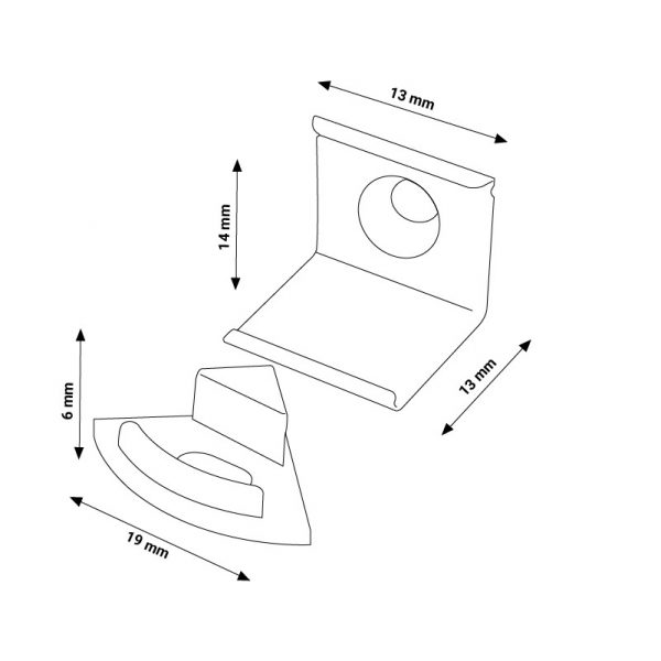 Pack 2 Tapones y 2 grapas para Perfil LM3713 - NLM3713A - Imagen 2
