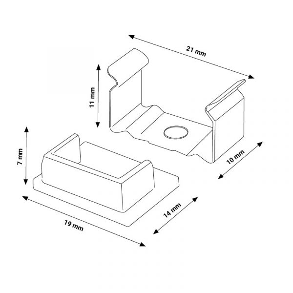 Pack 2 Tapones y 2 grapas para Perfil LM3727 - NLM3727A - Imagen 2