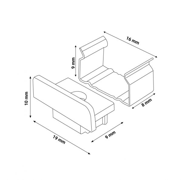 Pack 2 Tapones y 2 grapas para Perfil LM3703 - NLM3703A - Imagen 2