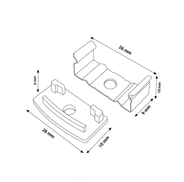 Pack 2 Tapones y 2 grapas para Perfil LM3729 - NLM3729A - Imagen 2