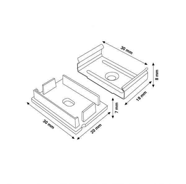 Pack 2 Tapones y 2 grapas para Perfil LM3779 - NLM3779A - Imagen 2
