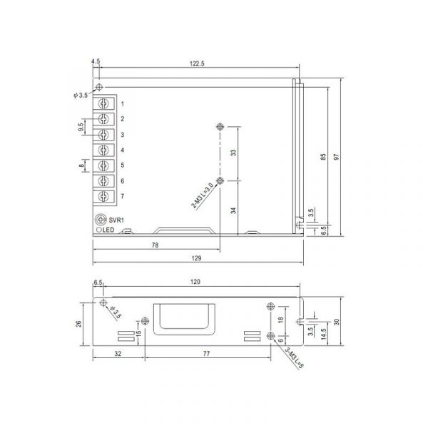 Fuentes de alimentación para tiras LED Mean Well 100W 12VDC LRS-100-12 - NLRS-100-12 - Imagen 2