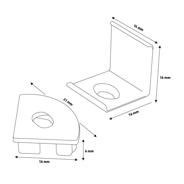 Pack 2 Tapones y 2 grapas para Perfil LM3715 - NLM3715A - Imagen 2