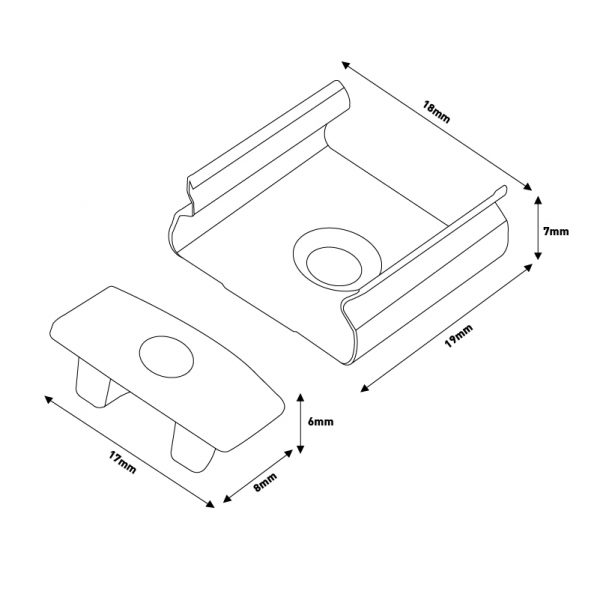 Pack 2 Tapones y 2 grapas para Perfil LM3707 - NLM3707A - Imagen 2