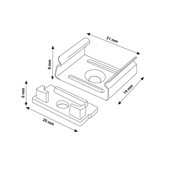 Pack 2 Tapones y 2 grapas para Perfil LM3753 - NLM3753A - Imagen 2