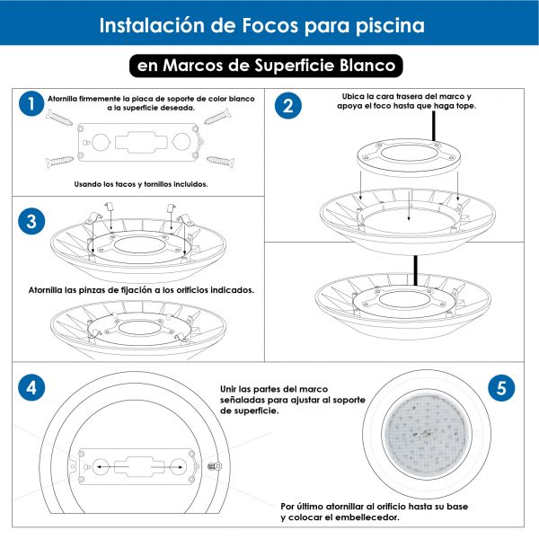 Marco de Superficie Blanco para bombilla PAR56 Serie Next para Piscina - NLM6417 - Imagen 5