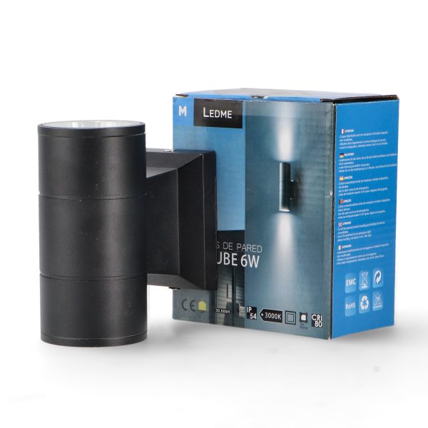 Aplique de pared LED Tube Black 2X3W IP54 - NLM6179 - Imagen 5