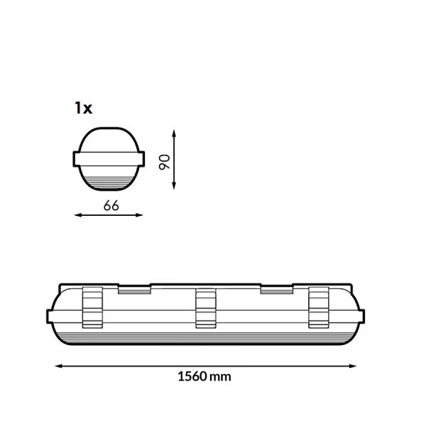 Pantalla Estanca para un tubo LED Platno 1500 mm - NLM1027 - Imagen 2