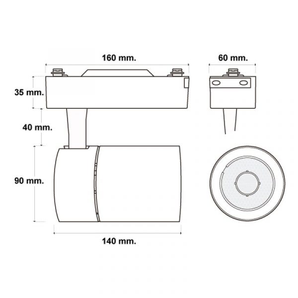 Foco LED para carril Clean 30W Monofásico CCT - NLM3163 - Imagen 2