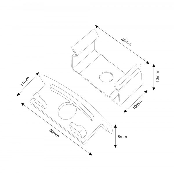 Pack 2 Tapones y 2 grapas para Perfil LM3731 - NLM3731A - Imagen 2