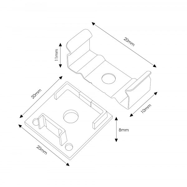 Pack 2 Tapones y 2 grapas para Perfil LM3751 - NLM3751A - Imagen 2