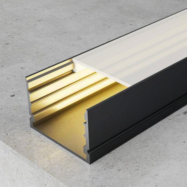 Perfil de aluminio Rok Lacado Negro - 2 metros - NLM3778