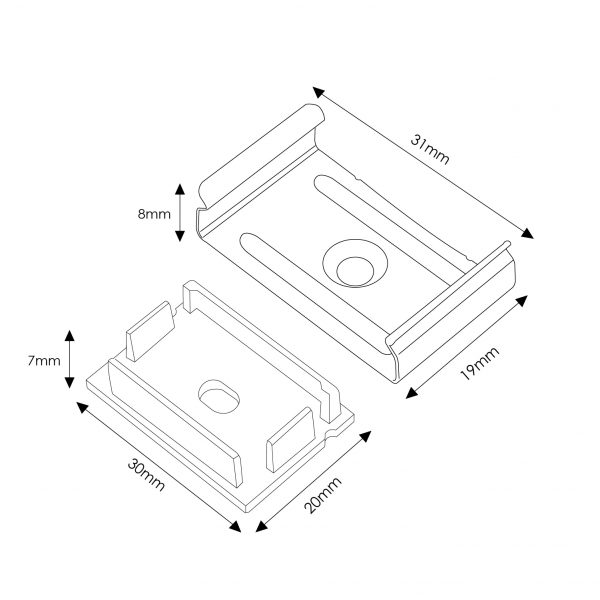 Pack 2 Tapones y 2 grapas para Perfil LM3778 - NLM3778A - Imagen 2