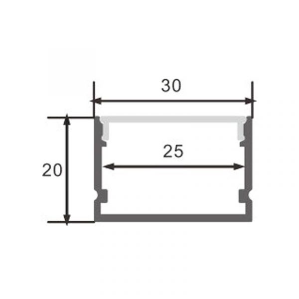 Perfil de aluminio Rok Lacado Negro - 2 metros - NLM3778 - Imagen 2