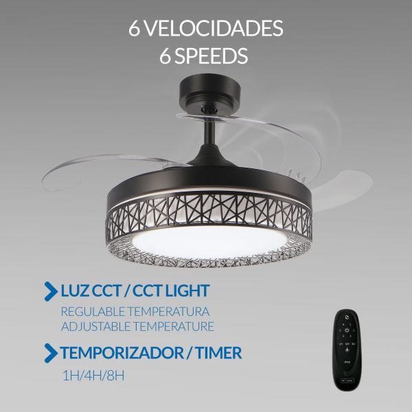 Ventilador de techo LED Black Aqua - NLM8818 - Imagen 4