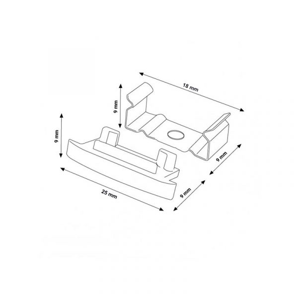 Pack 2 Tapones y 2 grapas para Perfil LM3705 - NLM3705A - Imagen 2