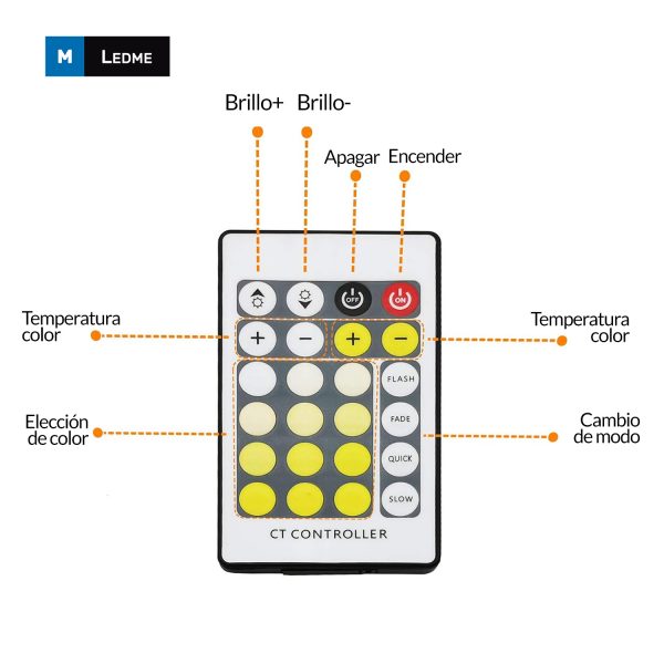 Controlador Mini Para Tiras Led CCT Con Control Remoto Por Ir - DSC - NLM2188 - Imagen 3