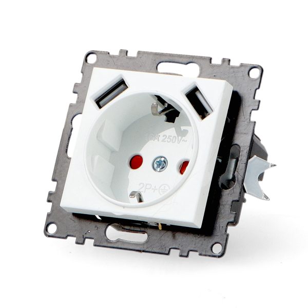 Enchufe Empotrable Tipo Schuko con USB  - PJ - N - Imagen 3
