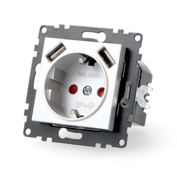 Enchufe Empotrable Tipo Schuko con USB  - PJ - N - Imagen 5