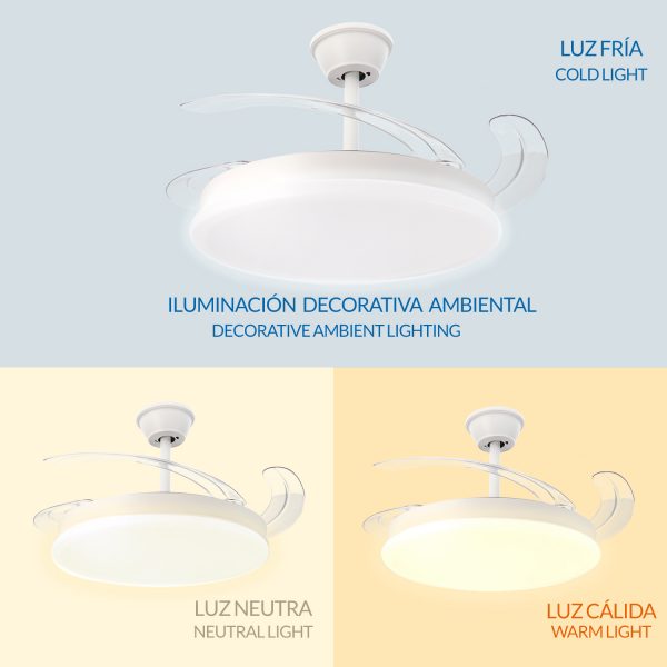 Ventilador de techo LED White Otah Ø107 cm - NLM8843 - Imagen 6