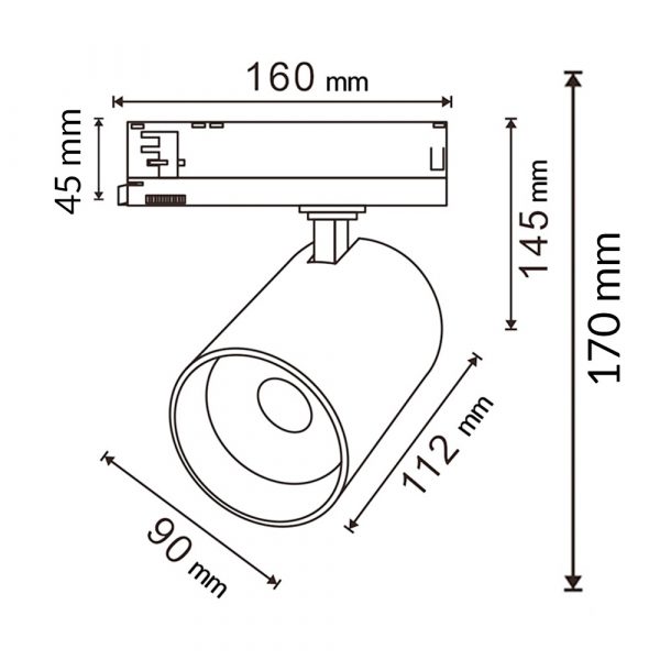 Foco LED para carril White Air 30W Trifásico No Flicker - NGA3187 - Imagen 2