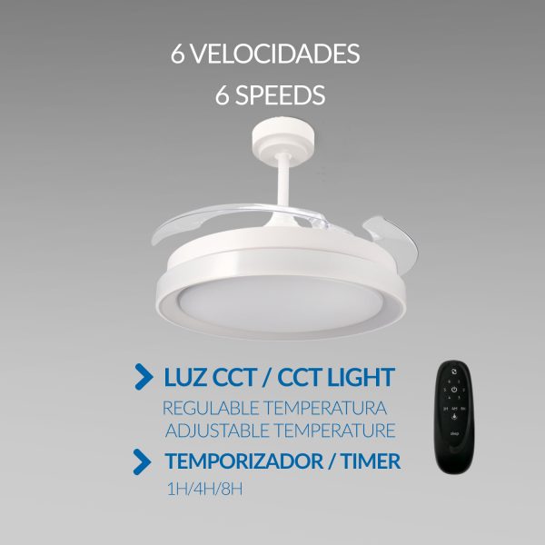 Ventilador de techo LED White Yeray Ø107 cm - N - Imagen 4