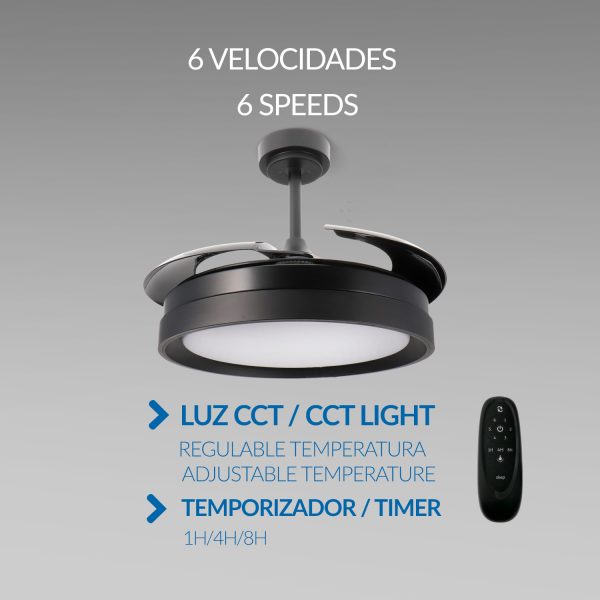 Ventilador de techo LED Black II Yeray Ø107 cm - NLM8819 - Imagen 4