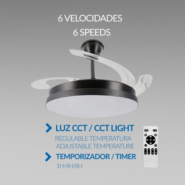 Ventilador de techo LED Black Hoom Ø107 cm - N - Imagen 3