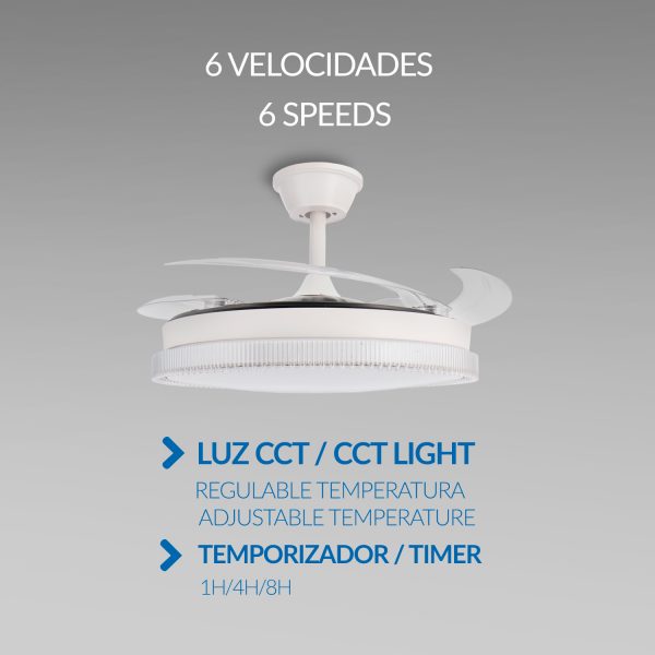 Ventilador de techo LED White Diamond Ø106 cm - N - Imagen 4