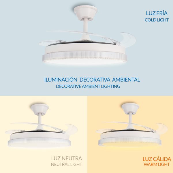 Ventilador de techo LED White Diamond Ø106 cm - N - Imagen 6