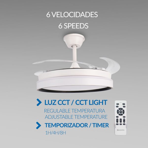 Ventilador de techo LED White Brooks Ø106 cm - N - Imagen 4