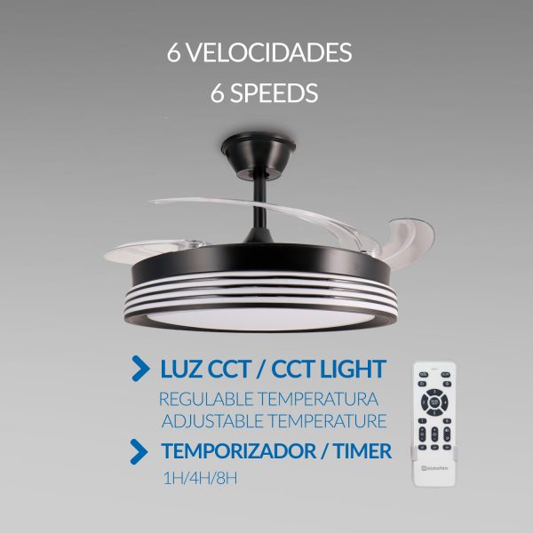 Ventilador de techo LED Black Aline Ø106 cm - NLM8849 - Imagen 4