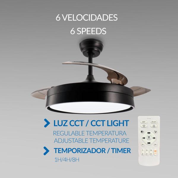 Ventilador de techo LED Black Loki Ø106 cm - N - Imagen 4