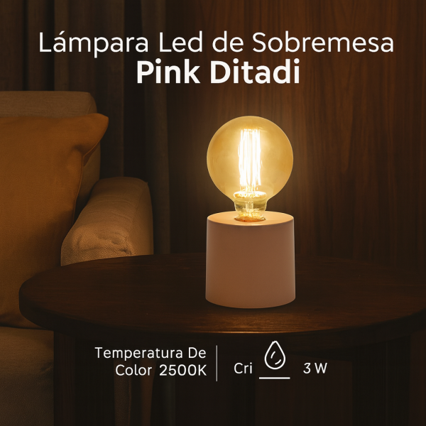 Lampara Led de sobremesa Pink Ditadi - N - Imagen 4