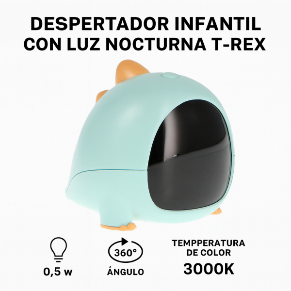 Despertador infantil con luz nocturna T-Rex - NLM9211 - Imagen 4