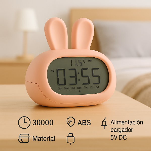 Despertador infantil con luz nocturna Rabbit - NLM9205 - Imagen 7