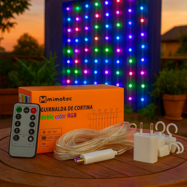 Cortina de Guirnalda Exterior LED con Usb 3*3m RGB - NLM2966 - Imagen 3