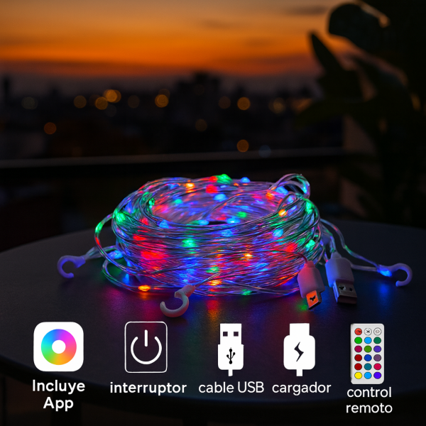 Cortina de Guirnalda Exterior LED con Usb 3*3m RGB - NLM2966 - Imagen 5