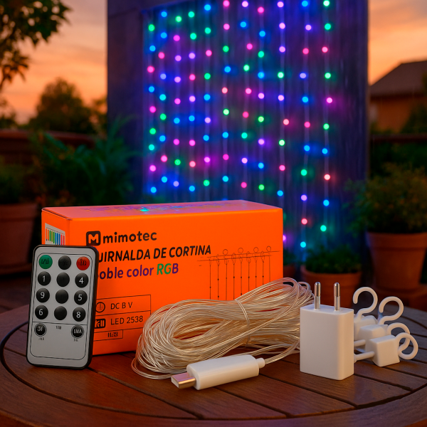 Cortina de Guirnalda Exterior LED con Usb 3*1m RGB - NLM2964 - Imagen 3