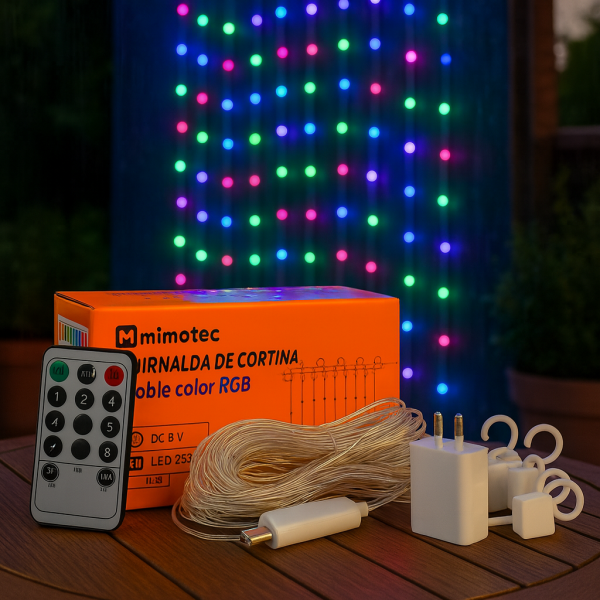 Cortina de Guirnalda Exterior LED con Usb 3*2m RGB - NLM2965 - Imagen 3