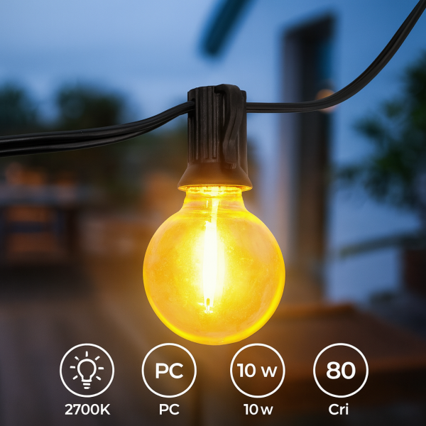 Guirnalda de 25 bombillas 7,5M Exterior IP44 cable eléctrico - N - Imagen 8