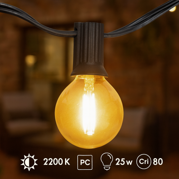 Guirnalda de 25 bombillas 7,5M Exterior IP56 cable eléctrico - N - Imagen 8