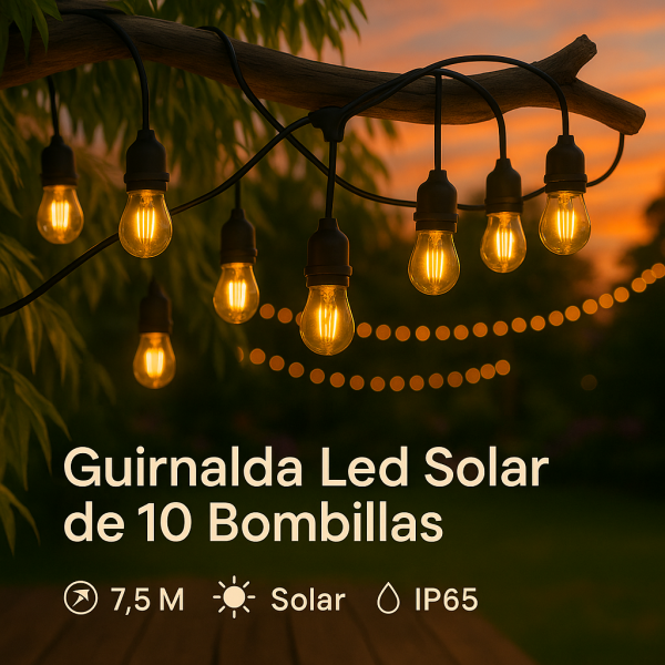 Guirnalda Led Solar de 10 bombillas 7,5M Exterior IP65 - NLM8958 - Imagen 3