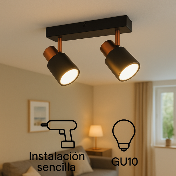Lámpara de Techo Serie Gold 2 Focos GU10 - NLM4510 - Imagen 7