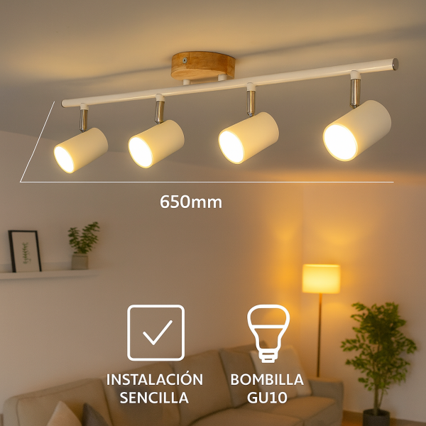 Lámpara de Techo Serie Wood 4 Focos GU10 - NLM4504 - Imagen 7