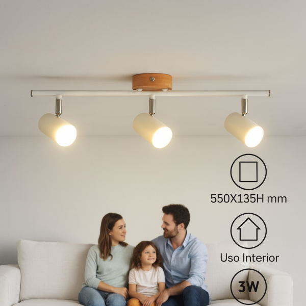 Lámpara de Techo Serie Wood 3 Focos GU10 - NLM4503 - Imagen 6