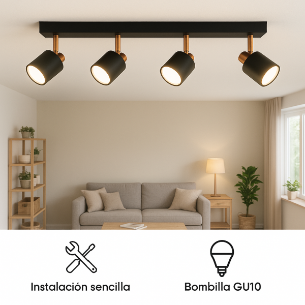 Lámpara de Techo Serie Gold 4 Focos GU10 - NLM4512 - Imagen 6