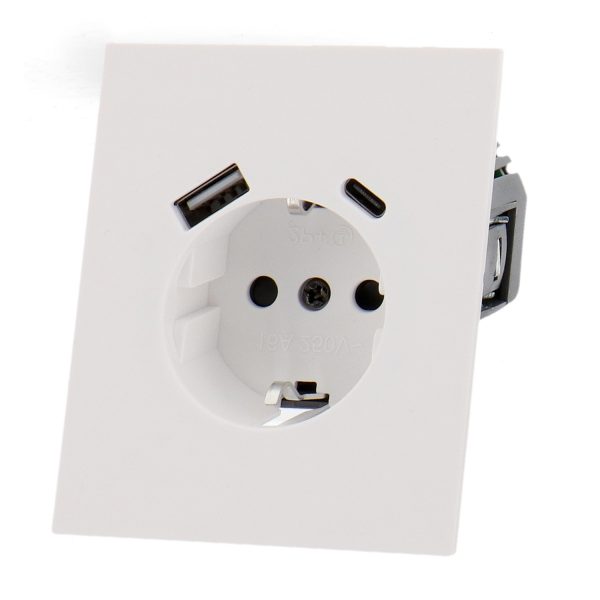Enchufe Empotrable Tipo Schuko con USB + C - CC - N - Imagen 3